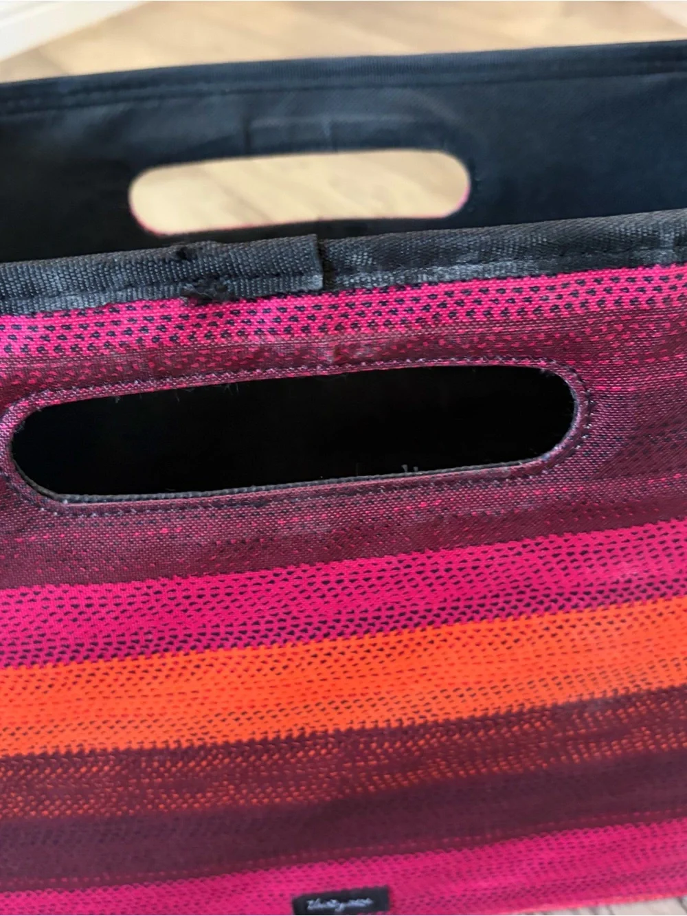 Thirty-One Gifts Storage Bin Organizer in Pink and Orange Stripe - Home Accents